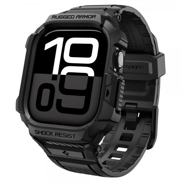 Spigen Apple Watch 42mm (Serie 10/11) Rem Rugged Armor Pro 2 Mat Sort