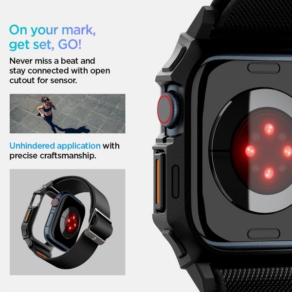 Spigen Apple Watch 42mm (Series 10/11) Rem og Etui Lite Fit Pro Mat Sort