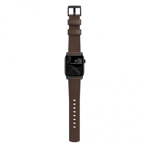 Nomad Apple Watch 44/45/46mm/Apple Watch Ultra urrem Modern Band Black Hardware Rustic Brown