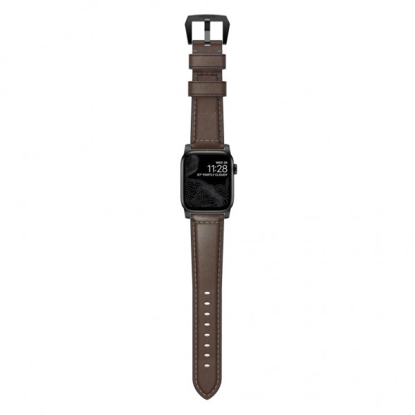 Nomad Apple Watch 44/45/46mm/Apple Watch Ultra urrem Traditional Band Black Hardware Rustic Brown