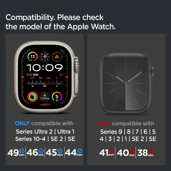 Spigen Apple Watch 44/45/46mm/Ultra 49mm Rem Classic Fit Sort