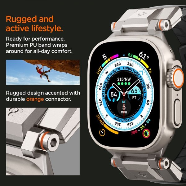 Spigen Apple Watch 44/45/46mm/Ultra 49mm Rem DuraPro Armor PU Sort