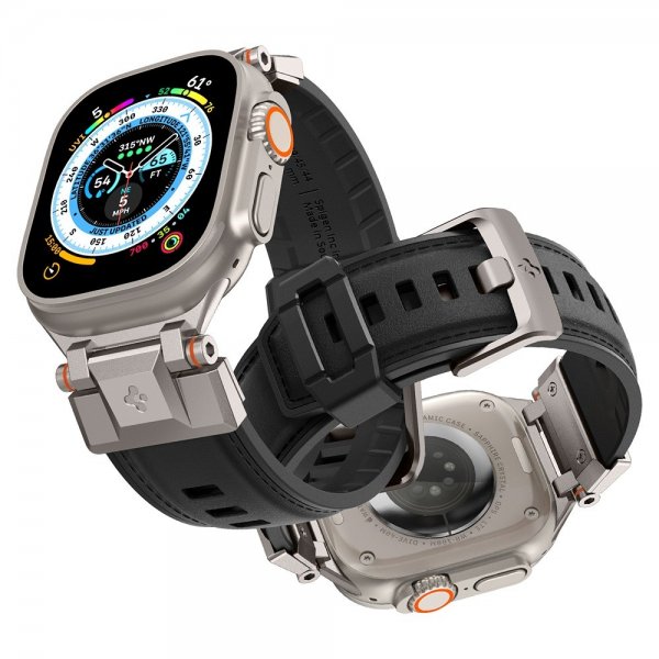 Spigen Apple Watch 44/45/46mm/Ultra 49mm Rem DuraPro Armor PU Sort