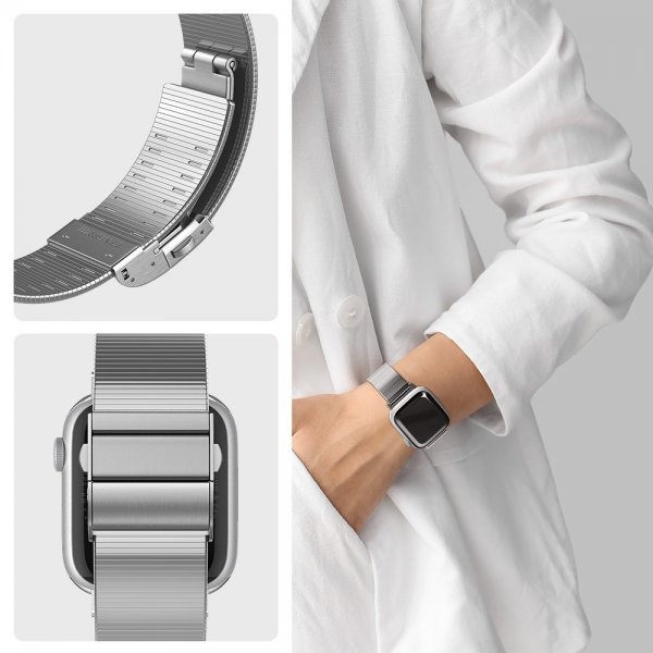 Spigen Apple Watch 44/45/46mm/Ultra 49mm Rem Sleek Link Sølv