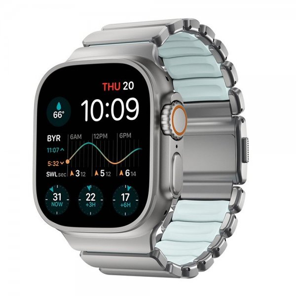 Nomad Apple Watch 44/45/46mm/Ultra 49mm Rem Stratos Band Natural Icy Blue Glow