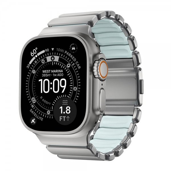 Nomad Apple Watch 44/45/46mm/Ultra 49mm Rem Stratos Band Natural Icy Blue Glow