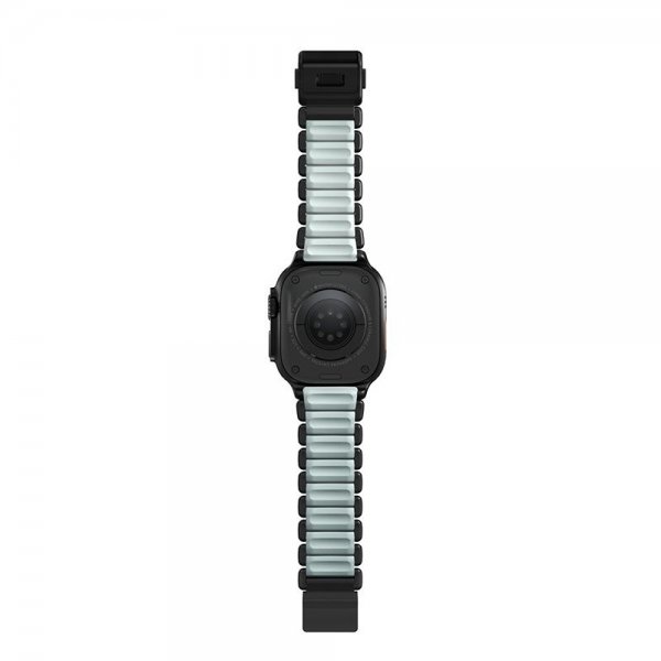 Nomad Apple Watch 44/45/46mm/Ultra 49mm Armbånd Stratos Band Sort Icy Blue Glow