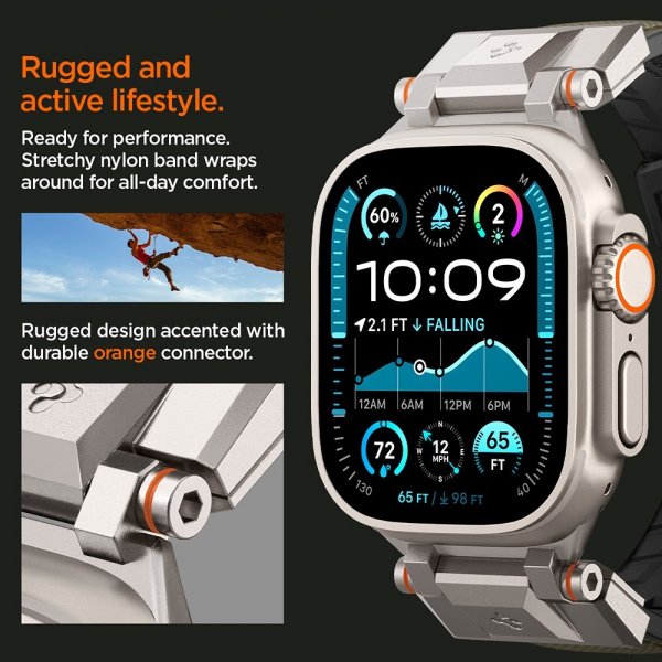 Spigen Apple Watch 44/45/46mm/Ultra 49mm Armbånd DuraPro Armor Military Green