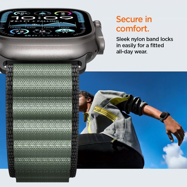 Spigen Apple Watch 44/45/46mm/Ultra 49mm Rem WBF1 Sort Grøn