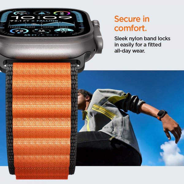 Spigen Apple Watch 44/45/46mm/Ultra 49mm Rem WBF1 Sort Orange