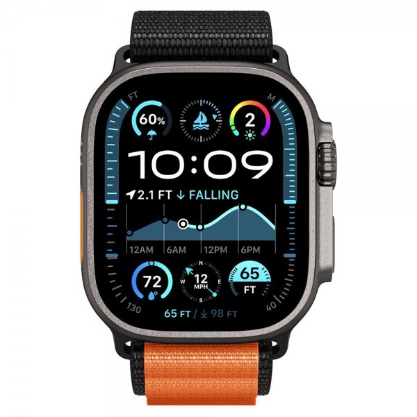 Spigen Apple Watch 44/45/46mm/Ultra 49mm Rem WBF1 Sort Orange