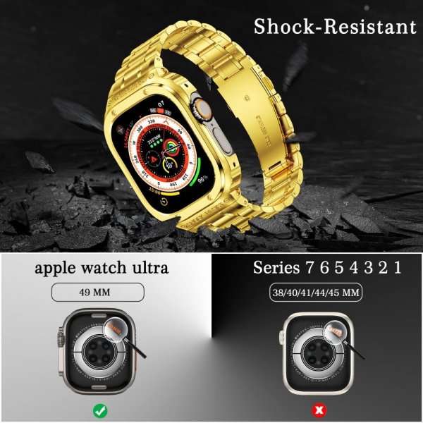 Apple Watch 44mm Armbånd med Skal Rustfrit Stål Guld