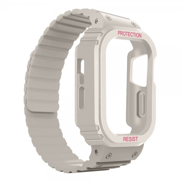 Apple Watch 44/45mm Rem med Skal Silikone Magnetlukning Hvid