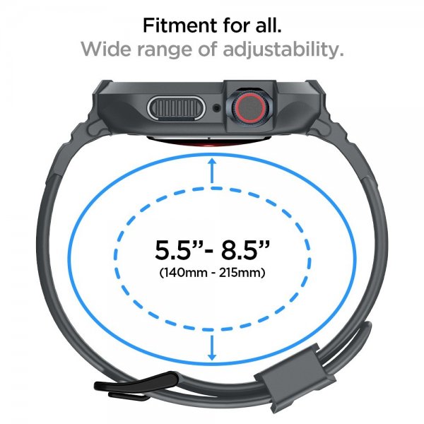 Spigen Apple Watch 44/45mm Armbånd og Cover Rugged Armor Pro Dark Gray