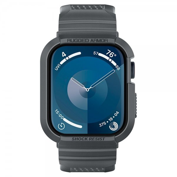 Spigen Apple Watch 44/45mm Armbånd og Cover Rugged Armor Pro Dark Gray