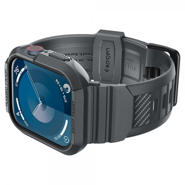 Spigen Apple Watch 44/45mm Armbånd og Cover Rugged Armor Pro Dark Gray