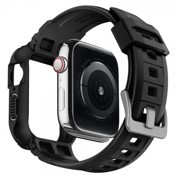 Spigen Apple Watch 44/45 mm Skal med rem Rugged Armor Pro Sort