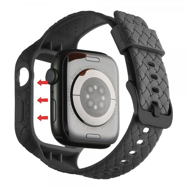 Apple Watch 45 mm urrem vævet tekstur sort