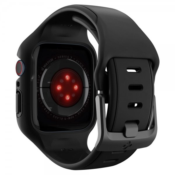 Spigen Apple Watch 45mm Skal med Armbånd Liquid Air Pro Sort