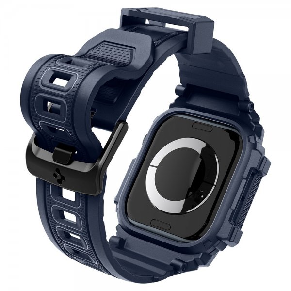 Spigen Apple Watch 46 mm (Series 10/11) Armbånd og Etui Rugged Armor Pro Navy Blue