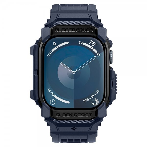 Spigen Apple Watch 46 mm (Series 10/11) Armbånd og Etui Rugged Armor Pro Navy Blue
