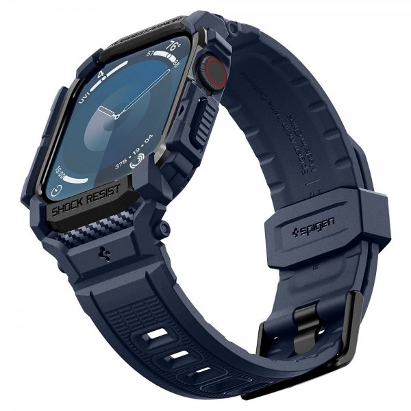 Spigen Apple Watch 46 mm (Series 10/11) Armbånd og Etui Rugged Armor Pro Navy Blue