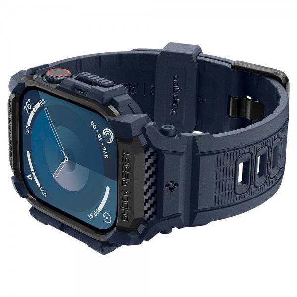 Spigen Apple Watch 46 mm (Series 10/11) Armbånd og Etui Rugged Armor Pro Navy Blue
