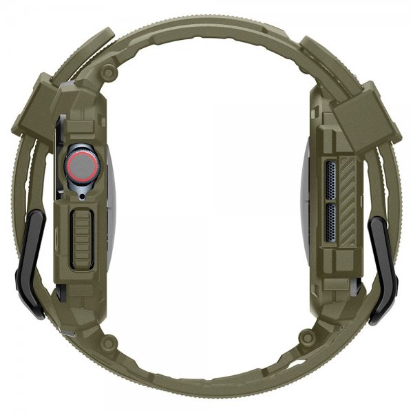 Spigen Apple Watch 46mm (Series 10/11) Rem og Cover Rugged Armor Pro Vintage Khaki