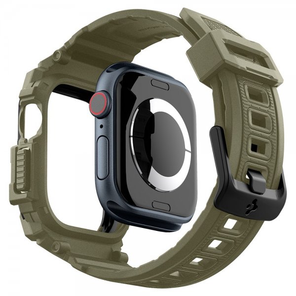 Spigen Apple Watch 46mm (Series 10/11) Rem og Cover Rugged Armor Pro Vintage Khaki