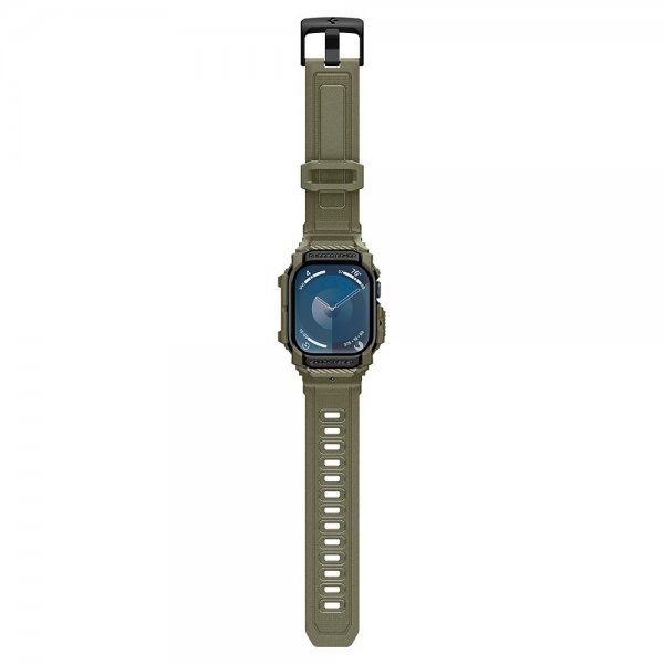 Spigen Apple Watch 46mm (Series 10/11) Rem og Cover Rugged Armor Pro Vintage Khaki
