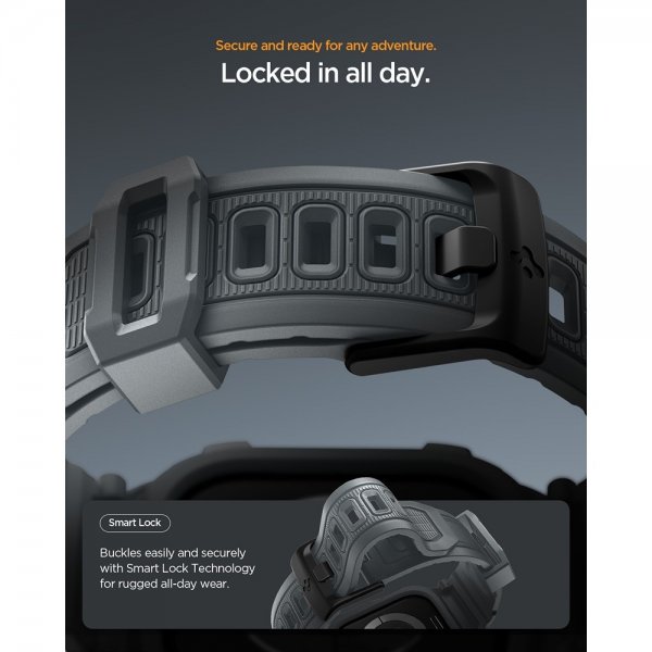 Spigen Apple Watch 46mm (Serie 10/11) Rem Rugged Armor Pro 2 Dark Gray
