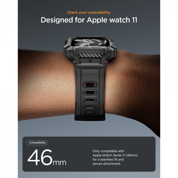 Spigen Apple Watch 46mm (Series 10/11) Rem Rugged Armor Pro 2 Mat Sort