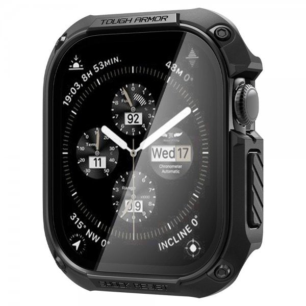 Spigen Apple Watch 46mm (Series 10/11) Cover med Skærmbeskyttelse Tough Armor Sort