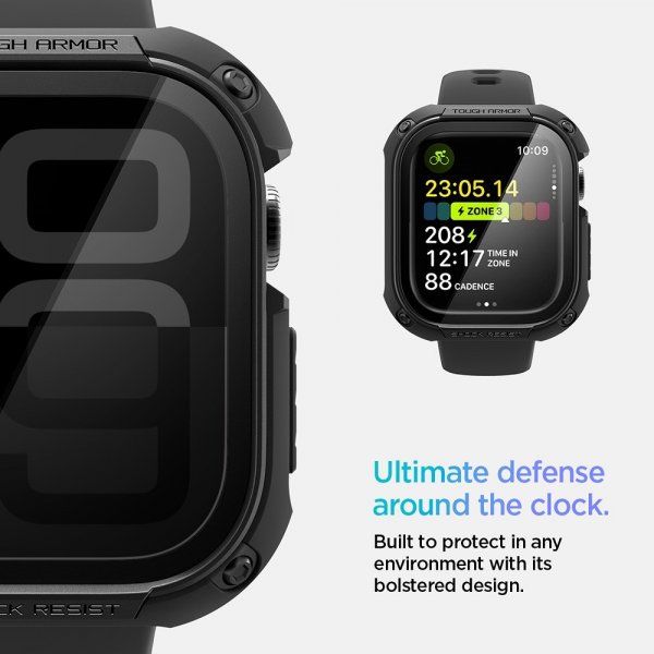 Spigen Apple Watch 46mm (Series 10/11) Cover med Skærmbeskyttelse Tough Armor Sort