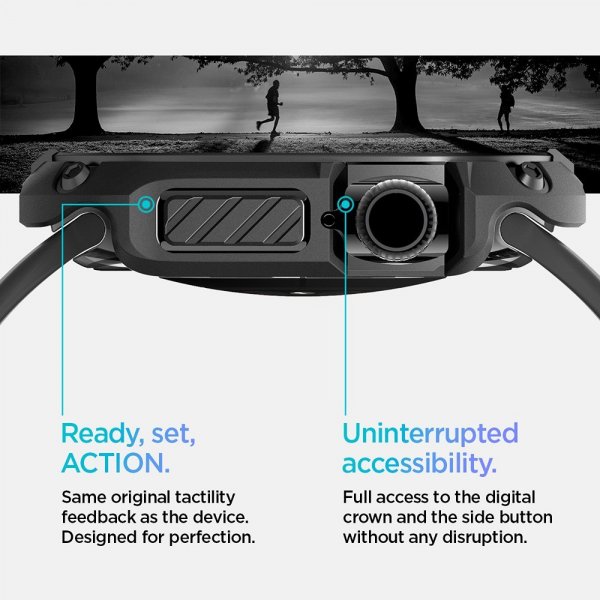 Spigen Apple Watch 46mm (Series 10/11) Cover med Skærmbeskyttelse Tough Armor Sort