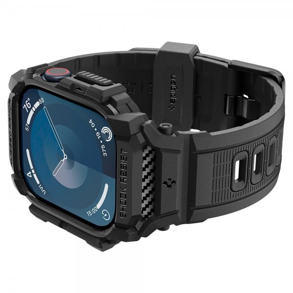 Spigen Apple Watch 46 mm (Series 10/11) Armbånd og Skal Rugged Armor Pro Matte Black