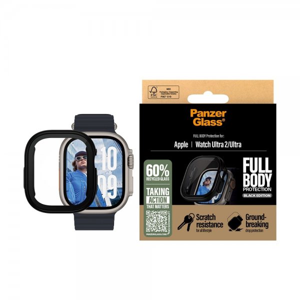 PanzerGlass Apple Watch Ultra 49mm Cover med Skærmbeskyttelse Fuld Kropsbeskyttelse Sort