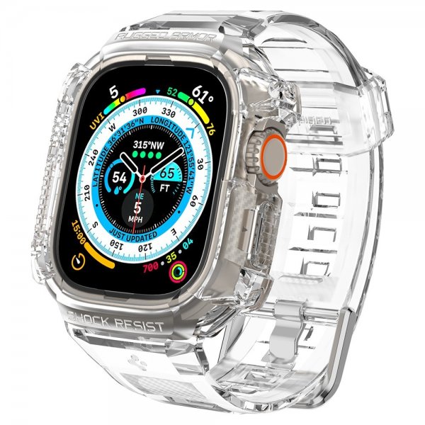 Spigen Apple Watch Ultra 49mm Armbånd og Cover Rugged Armor Pro Crystal Clear