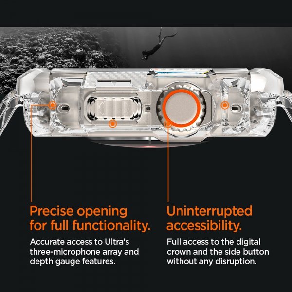 Spigen Apple Watch Ultra 49mm Armbånd og Cover Rugged Armor Pro Crystal Clear