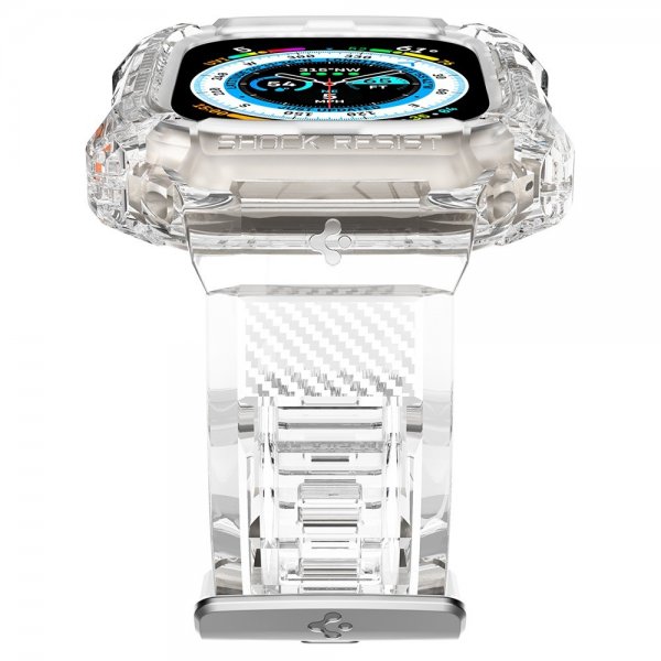 Spigen Apple Watch Ultra 49mm Armbånd og Cover Rugged Armor Pro Crystal Clear