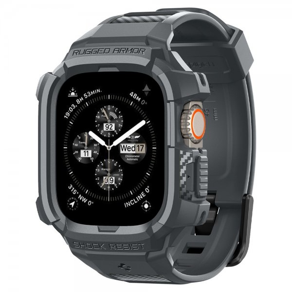 Spigen Apple Watch Ultra 49mm Rem og Cover Rugged Armor Pro Dark Gray