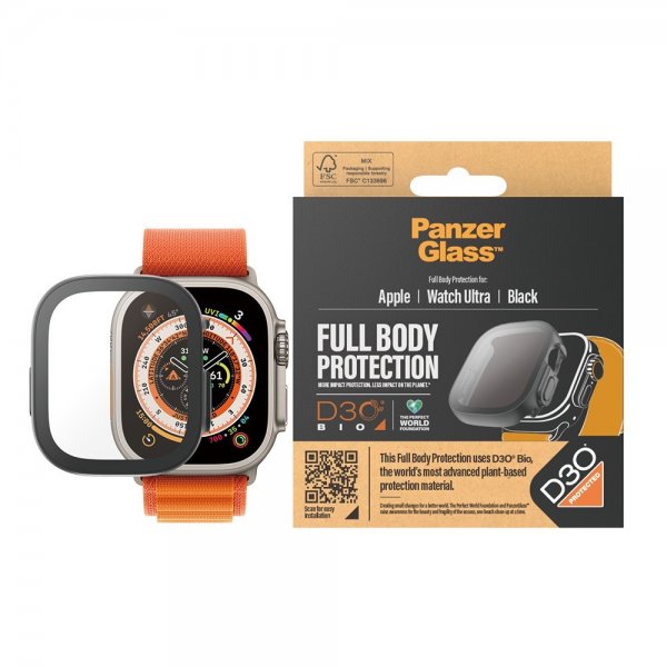 PanzerGlass Apple Watch Ultra 49mm Skal med Skærmbeskyttelse Full Body Protector D3O Sort