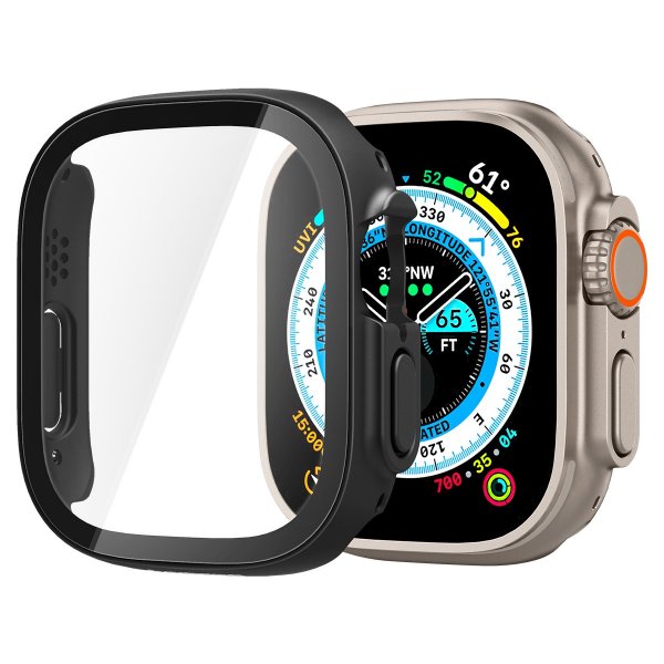 Spigen Apple Watch Ultra Etui med Skærmbeskytter Thin Fit 360 Sort