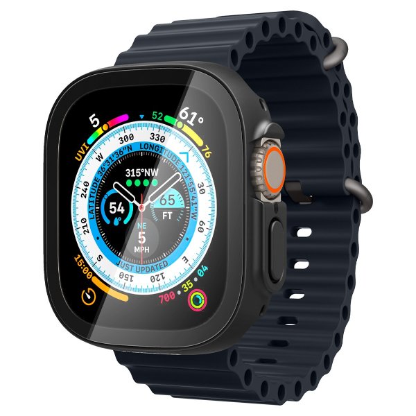 Spigen Apple Watch Ultra Etui med Skærmbeskytter Thin Fit 360 Sort