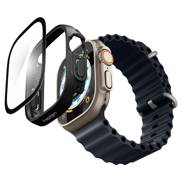 Spigen Apple Watch Ultra Etui med Skærmbeskytter Thin Fit 360 Sort