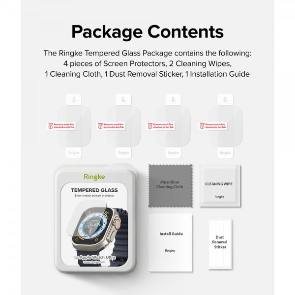 Ringke Apple Watch Ultra Skærmbeskytter Beskyttelsesglas 4-pak