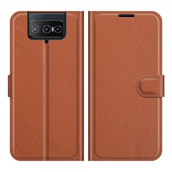 Asus Zenfone 8 Flip Etui Litchi Brun