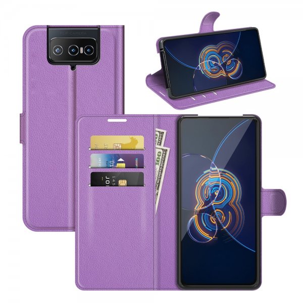 Asus Zenfone 8 Flip Etui Litchi Lilla