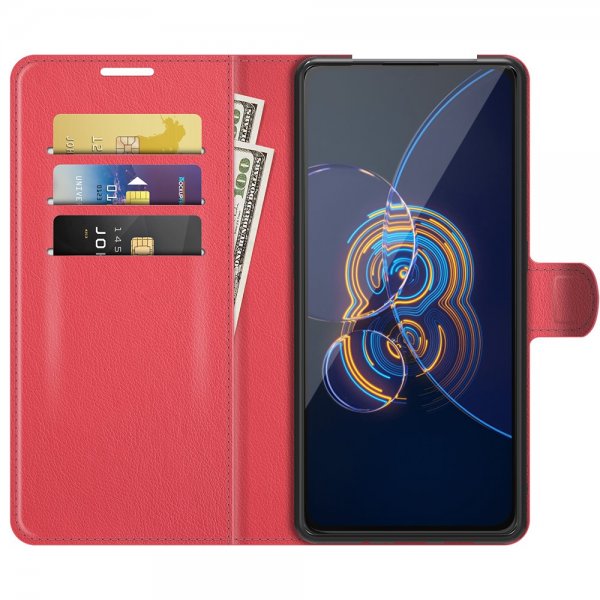 Asus Zenfone 8 Flip Etui Litchi Rød