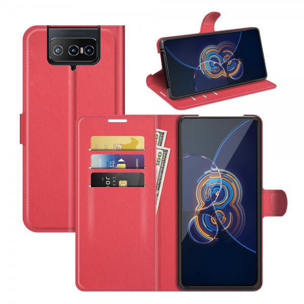 Asus Zenfone 8 Flip Etui Litchi Rød